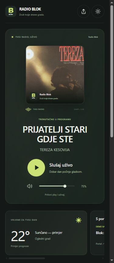 Mobile view of the Kvart player
