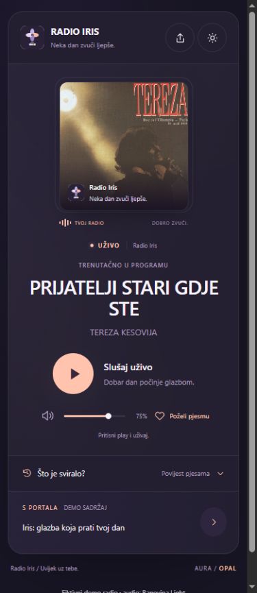 Mobile view of the Opal player