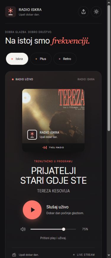 Mobile view of the Pulse player
