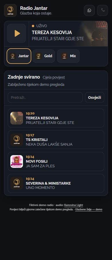 Mobile view of the Classic player