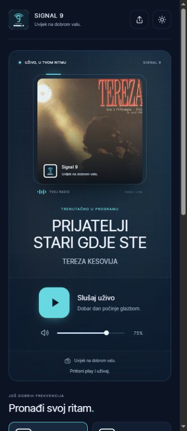 Mobile view of the Nova player