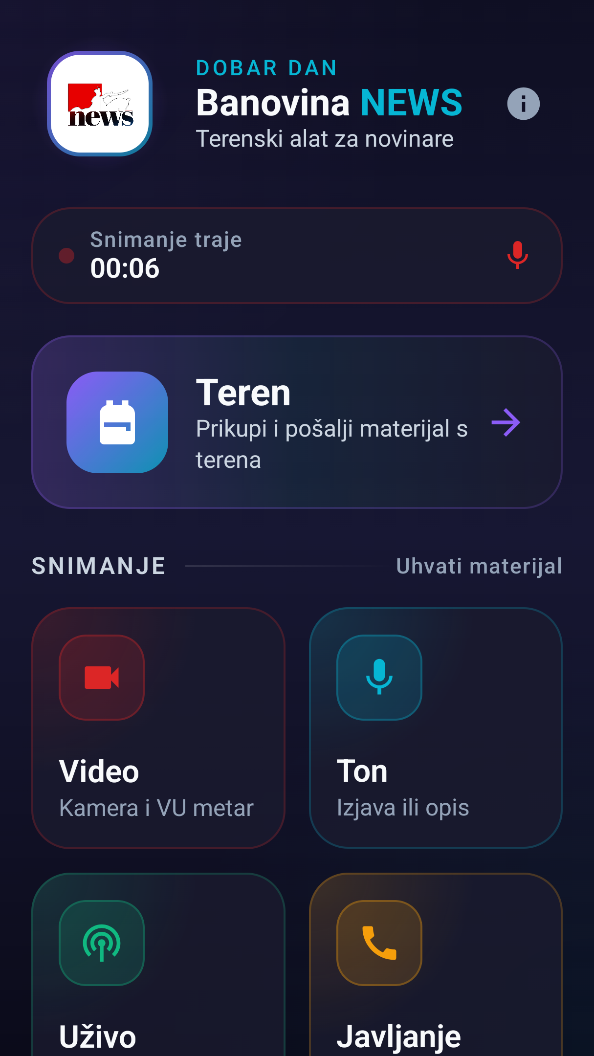 Banovina NEWS: reporterski alati za teren, video, ton i javljanje.